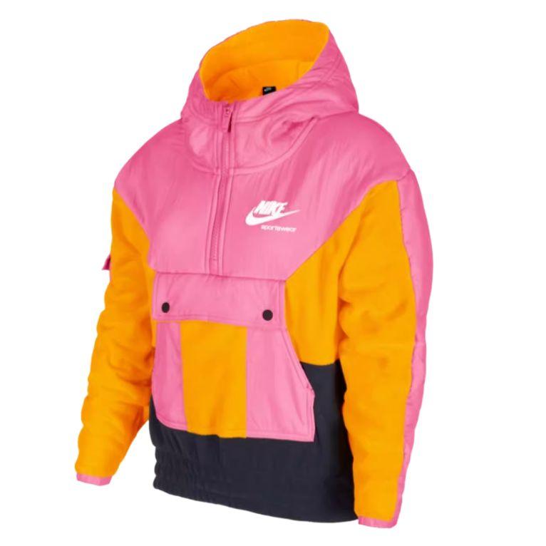 Nike Толстовка Спортивная одеждаНаследие Нежный фиолетовый розовый/Университетский золотой/Обсидиановый цвет/Белый Подростки CU8542-684