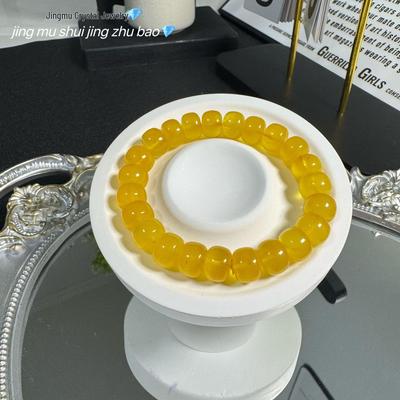 Натуральный янтарный браслет из бусин - Медово-желтый цвет куриного жира, Без примесей и трещин