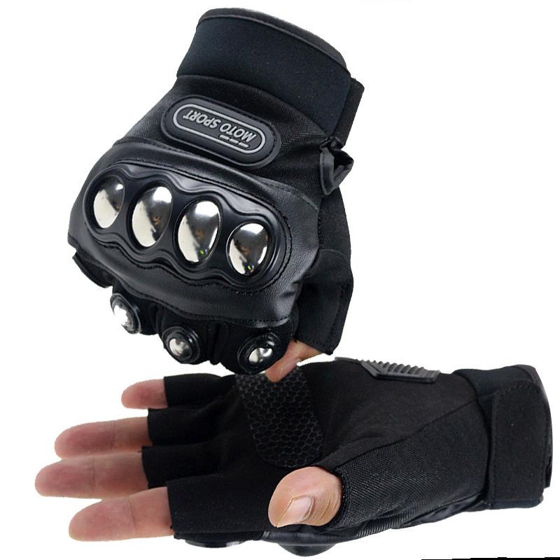 Men's Steel Shell Half-Finger Motorcycle Tactical Riding Gloves