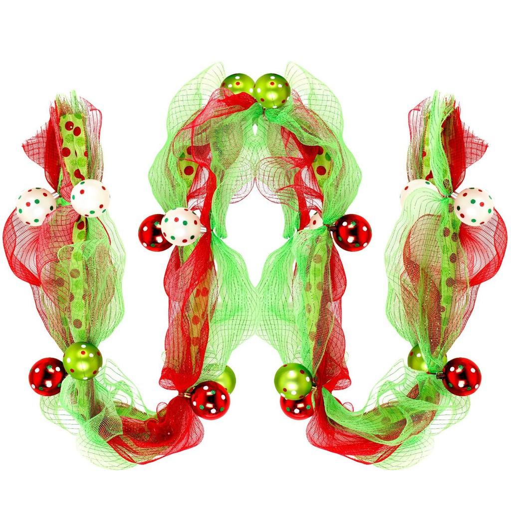 Holiday Wreath Accessory With Polyester Garland And Ribbon Beads For Christmas