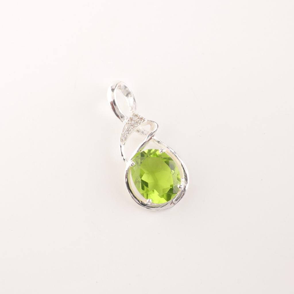 Peridot Gemstone 925 Sterling Silver Jewelry Zircon Designer Pendant For Women CZP-13-13