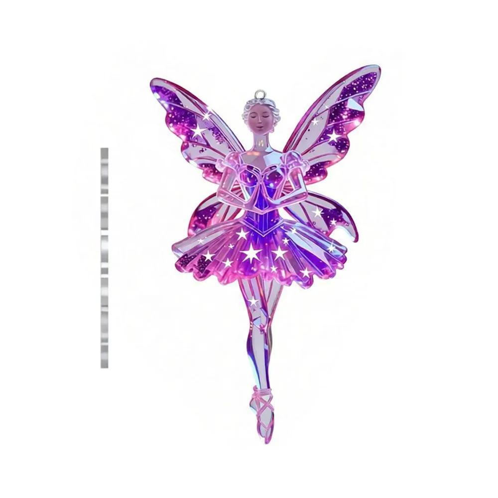 Новый 2D Плоский Рождественский Подвесной Кулон Балерина Блестящее Рождественское Дерево Подвесное Украшение Имитация Акриловый Брелок Шармы для Сумки