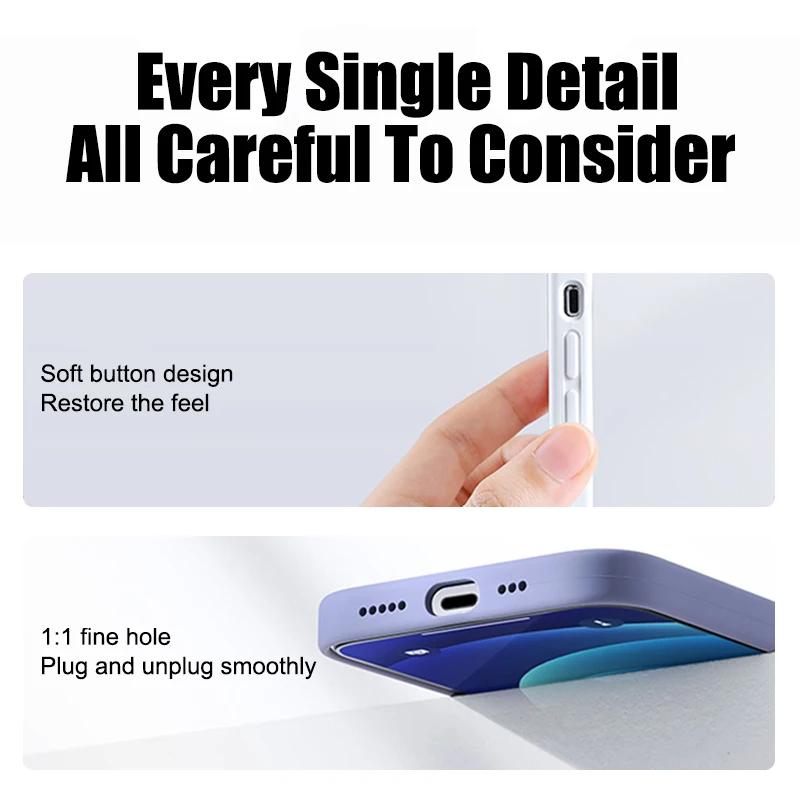 For iPhone 15 14 13 12 11 Pro Max Case Square Liquid Silicone Phone Case For iPhone 15 14 XR X XS 7 8 Plus Soft Shockproof Cover