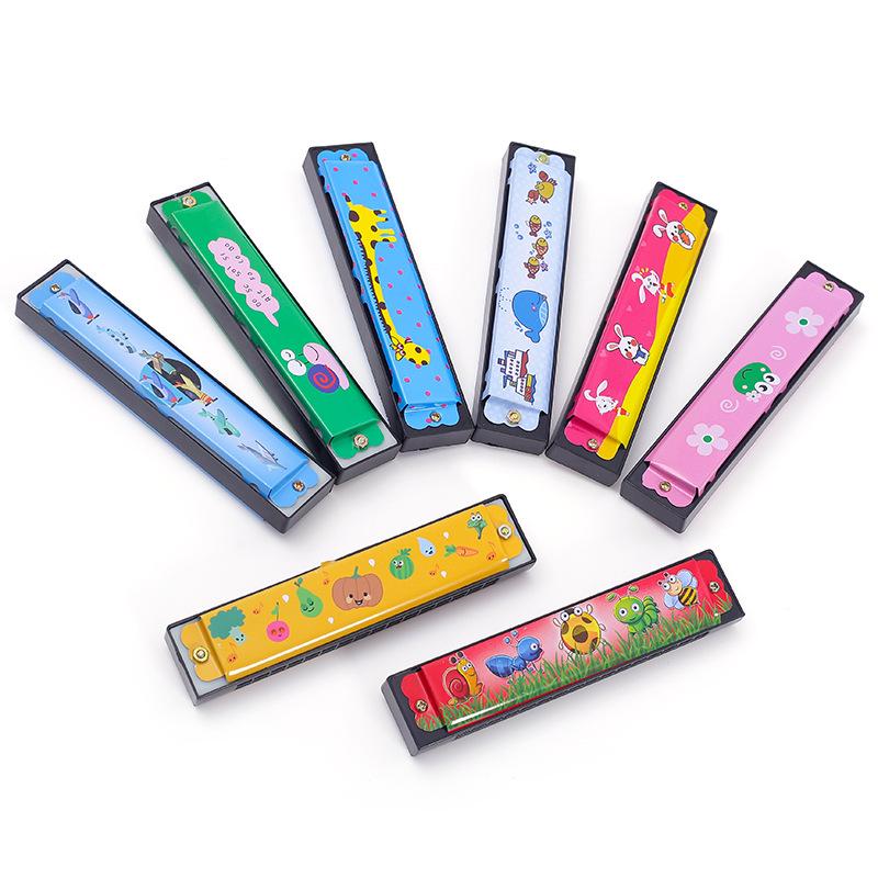 16-Hole Cartoon Tin Harmonica: Double Row Musical Toy for Children's Music Interest