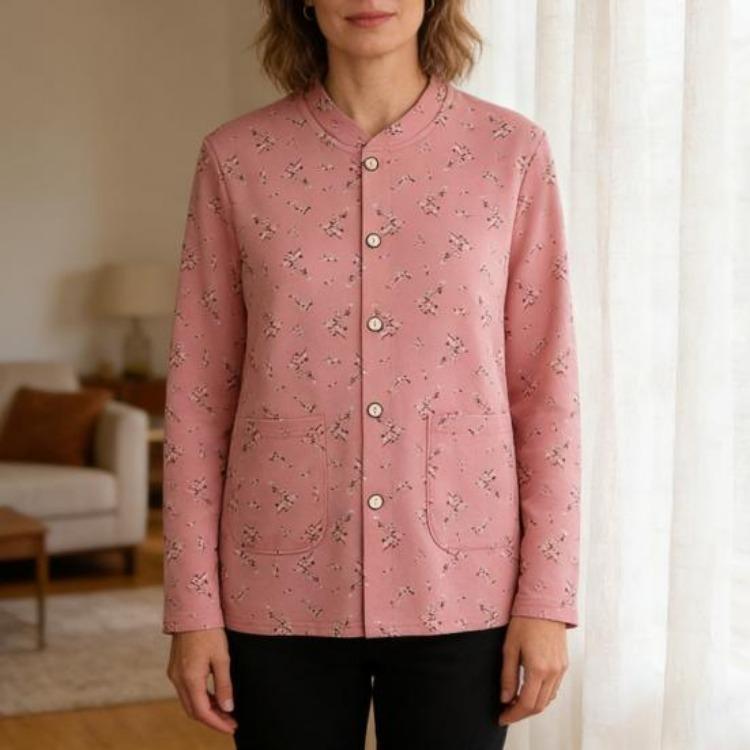 Lightweight Womens Floral Print Cotton Shirt Jacket Long Sleeve Button Down Shackets with Pockets Casual Spring Fall Outwear