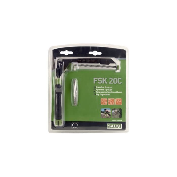 Pince à grillage agrafes omega 20 fsk20c salki - manche ergonomique - compatible avec agrafes omega 20 et hr22