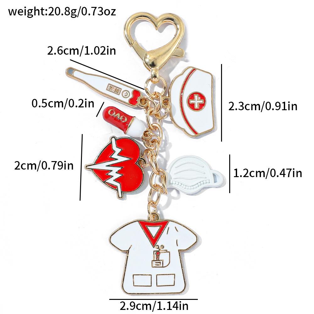 Cartoon Infusion pump Thermometer Surgical Mask Enamel Keychain Medical Tools Pandents For Women Men Nurse Doctor Handmade Gift