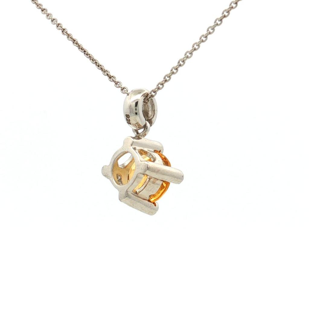 Garnet Round Pendant Necklace 925 Sterling Silver Rhodium Plated Five Stone Pendant with Chain Gift for Women