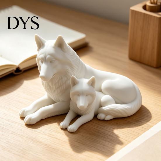 Современные Минималистичные Фигурки Животных 3D Печатная Фигурка Волка, Статуэтка Родителей и Ребенка, Символические Украшения для Офиса, Скульптура Гостиной, Спальни