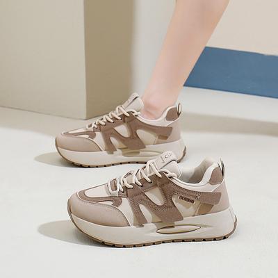 Ins корейская версия новой женской обуви для пап 2025 года, весна, студенческие беговые спортивные туфли на толстой подошве, увеличивающие рост, повседневная обувь для женщин Q3607