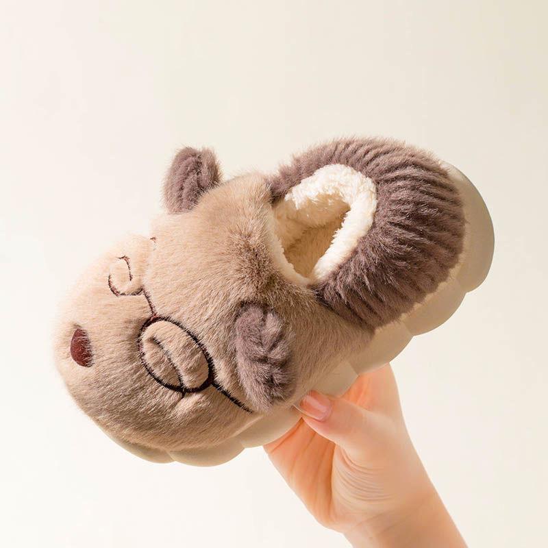 Детские хлопковые тапочки, милые домашние теплые нескользящие детские меховые тапочки с героями мультфильмов, модные домашние мягкие тапочки