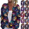 Women's Fashion Printed Long Sleeve Knitted Cardigan Button Down Jacket