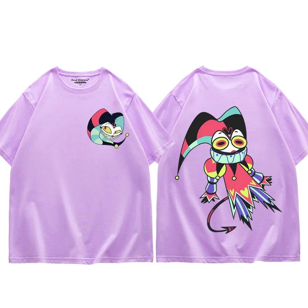 Американские аниме Helluva Boss, двусторонние футболки с графическим рисунком, модная футболка с короткими рукавами Y2k Aesthetics, уличные трендовые футболки с героями мультфильмов