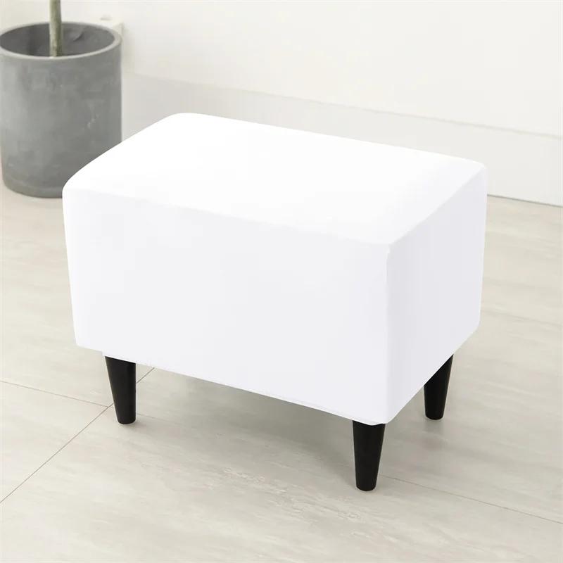 Solid Color Footstool Cover Stretch Cheaper Spandex Footrest Covers Elastic Non Slip Relax Foot Stool Slipcovers for Living Room