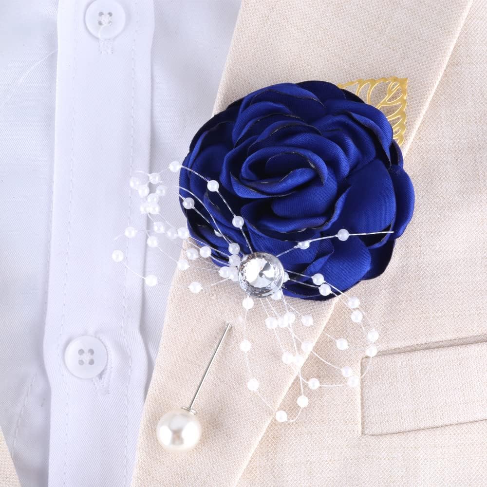 WANLIAN Синий браслет-бутоньерка для подружки невесты, свадебные цветы, бутоньерка-роза для выпускного и бутоньерка, набор для свадебной вечеринки, выпускного, свадебной церемонии, годовщины