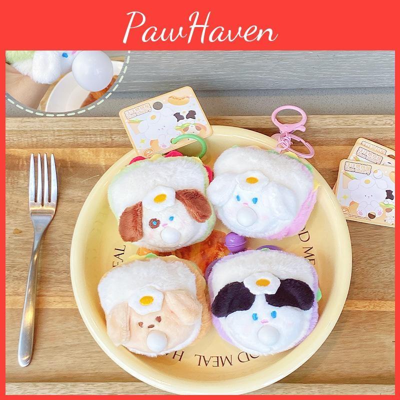 Dog Plush Sandwich Keychain Cartoon Animal Doll Backpack Pendant Festival Gift