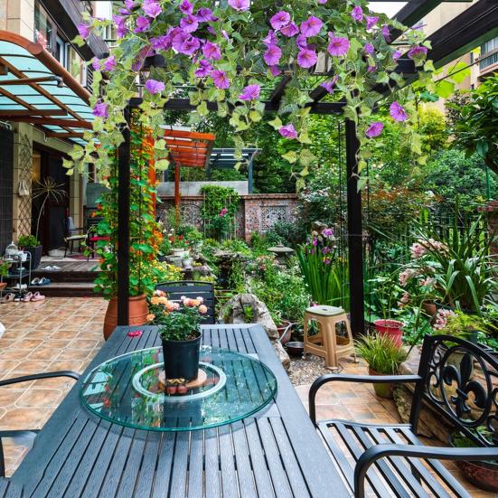 Artificial Morning Glory Flower Realistic Home Office Table Centerpiece Wedding Dropping Faux Petunia Flower Hanging Fake Floral Arrangement