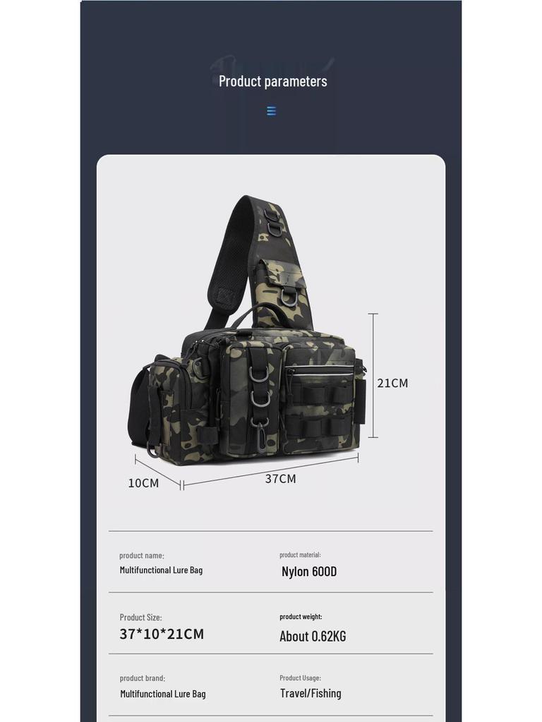 Camouflage Fishing Waist/Shoulder Bag with Rod Holder and Tackle Box