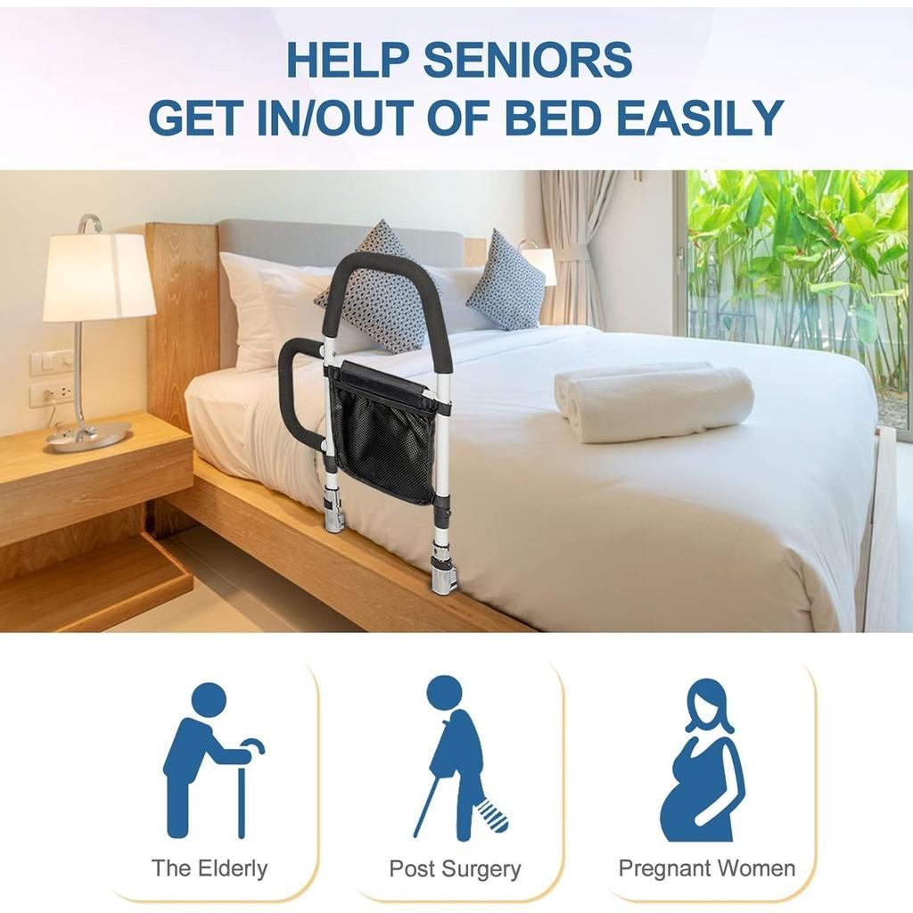 Безопасный бортик для кровати Складной прикроватный поручень Регулируемая высота Защитный барьер против падений для пожилых/беременных/пациенто