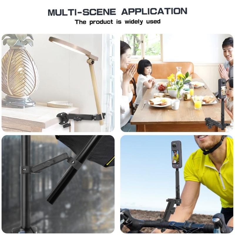 Держатель-зажим с двойной головкой для селфи-палки для экшн-камер на мотоциклах или велосипедах с простой установкой