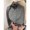 Кардиган на пуговицах в стиле «старые деньги», вязаная куртка, женский осенне-зимний полуворотник, многослойная одежда, внутренний топ, свитер с подкладкой