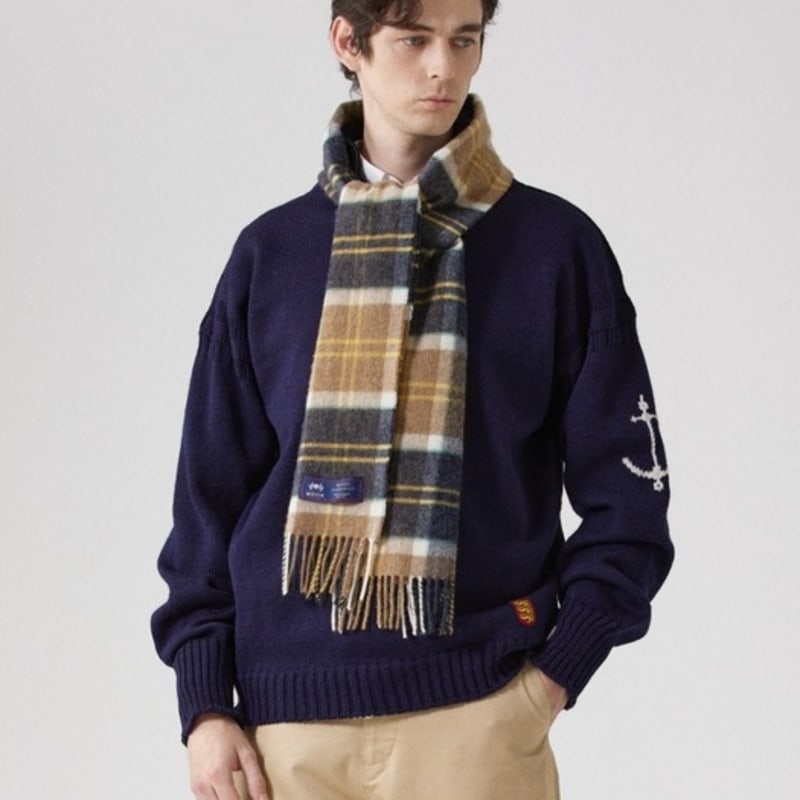 ABRAHAM MOON Шарф из мериносовой шерсти 25 см - Woodhouse Джинсово-желтый