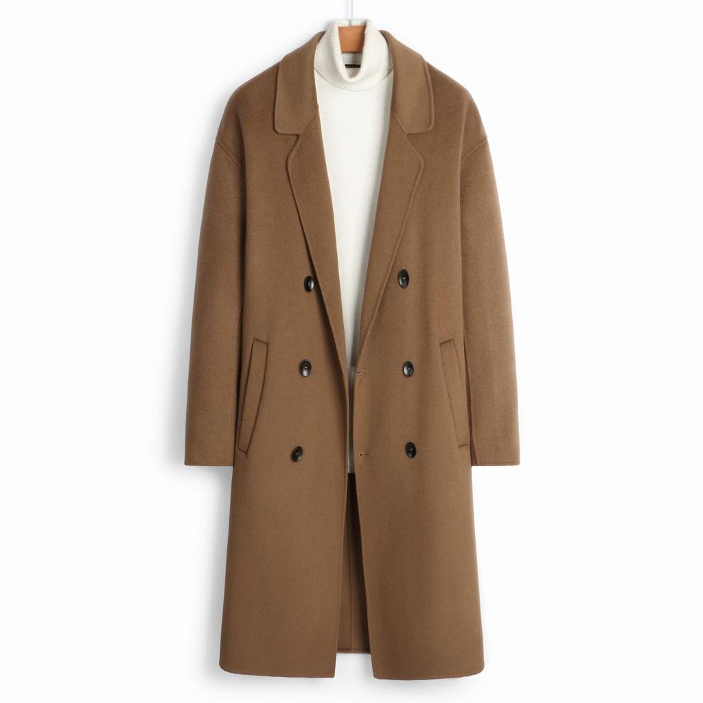 Осенне-зимнее пальто из 100% шерсти без кашемира, длинное двухстороннее шерстяное пальто, мужское шерстяное пальто высшего качества