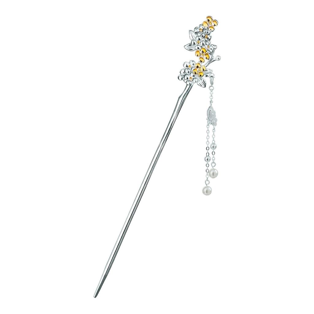 Miaomyao Single for Japanese and Spring Flower Pearl and Hair Miaomyao Hairpin, Hairpin, Clothing, Tomesode, Kimono, Yukata, Design, Silver,