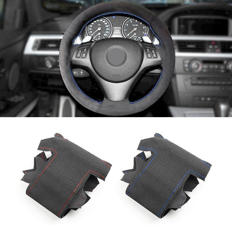 For BMW M Sport E81 E82 E87 E88 E90 E91 E92 E93 2006-2011 X1 E84 2011 2012 2013 M3 Car Suede Leather Steering Wheel Cover Trim
