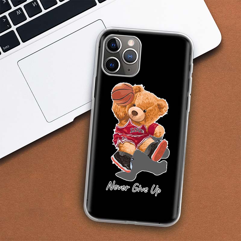 Модный бренд Чехол для телефона с мишкой Для iPhone 11 12 13 Mini 14 15 Plus 17 Air 16 Pro Max 16E 7 8 SE 2020 Индивидуальная печать Чехол для A