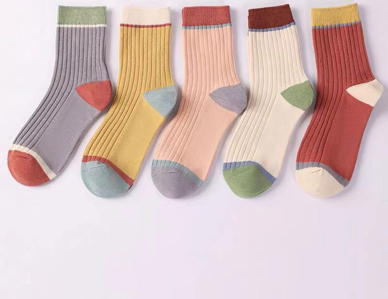 New Autumn Winter Versatile Western Style Socks Korean Vertical Striped Mid Tube Socks Keep Warm Mid Calf Socks