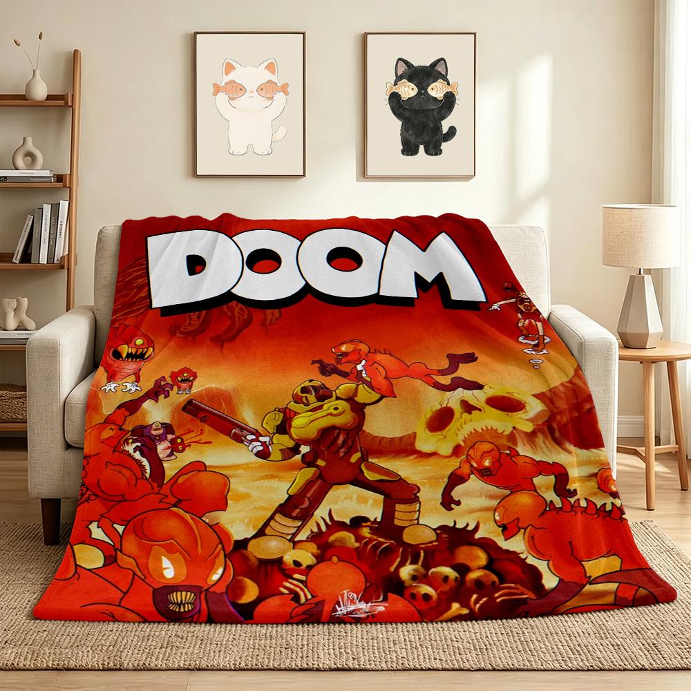 Doom Game Flannel Blanket Throw Blanket Soft Warm Sofa Bed Camping home Decor Unique Christmas Gift C92610