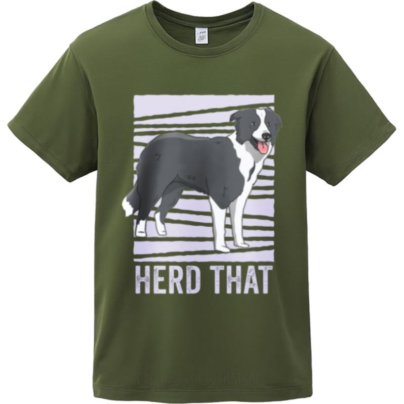 Printed Teeshirt Round Neck T Shirt Daily Wear Border Collie Standing On Stripes Herd That Fashionable Top Tees Unisex Tshirt