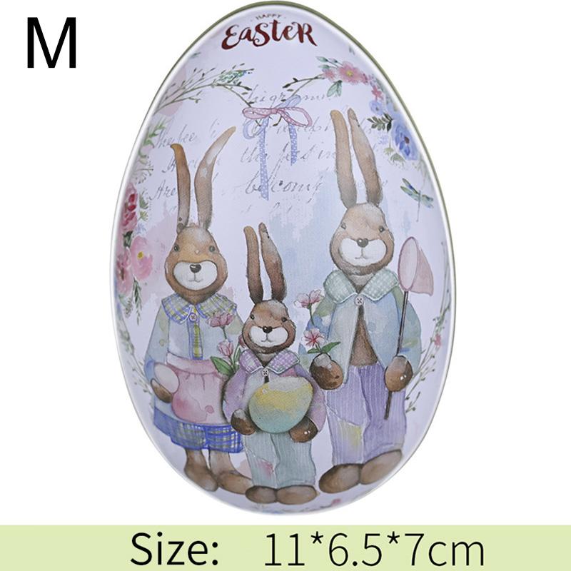 1 шт. Подарочная коробка из жести в форме яйца с изображением пасхального кролика, металлическая коробка для хранения, креативные принадлежности для вечеринок
