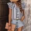 YYFS Женские модные повседневные летние весенние блузки и рубашки с v-образным вырезом и короткими рукавами в полоску с принтом