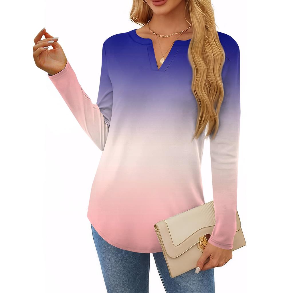 Women's T Shirt Tee Print Long Sleeve Daily Weekend Fashion Basic V Neck Regular Top