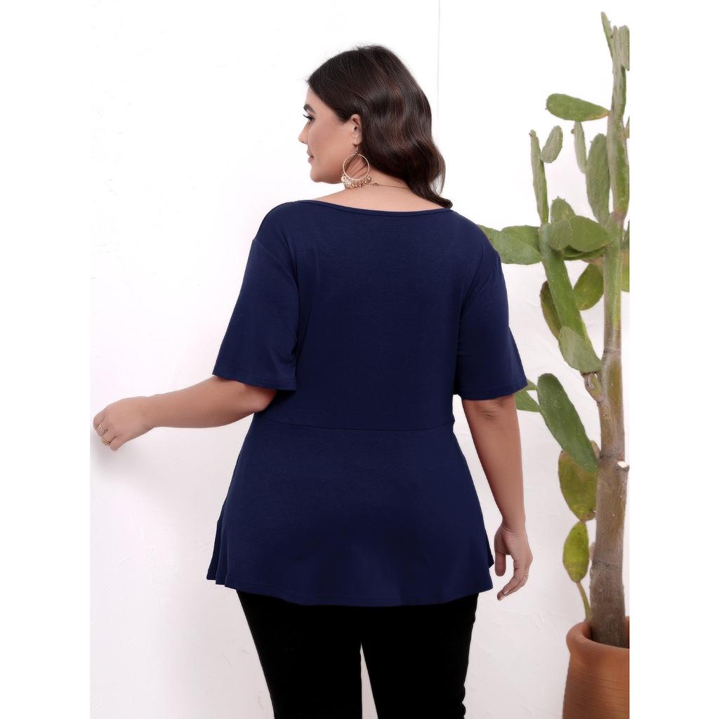 HNXC Женская простая футболка с короткими рукавами, с круглым вырезом, с поясом, облегающая, большого размера