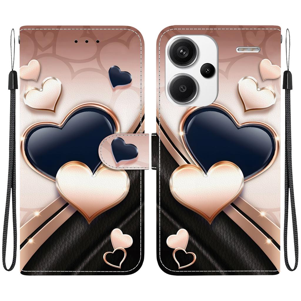 Чехол-книжка из искусственной кожи ручной работы для Xiaomi Redmi Note 13 Pro+/ Note 13 Pro Plus 5G, противоскользящий, противоударный, с ремешком на запястье и рисунками кошек с сердечками/розами