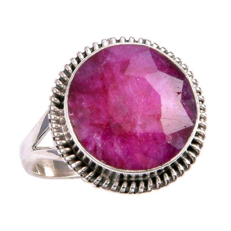 Red Ruby(Simulated) Gemstone Handmade 925 Sterling Silver Gift Ring S.8.5 L4L94