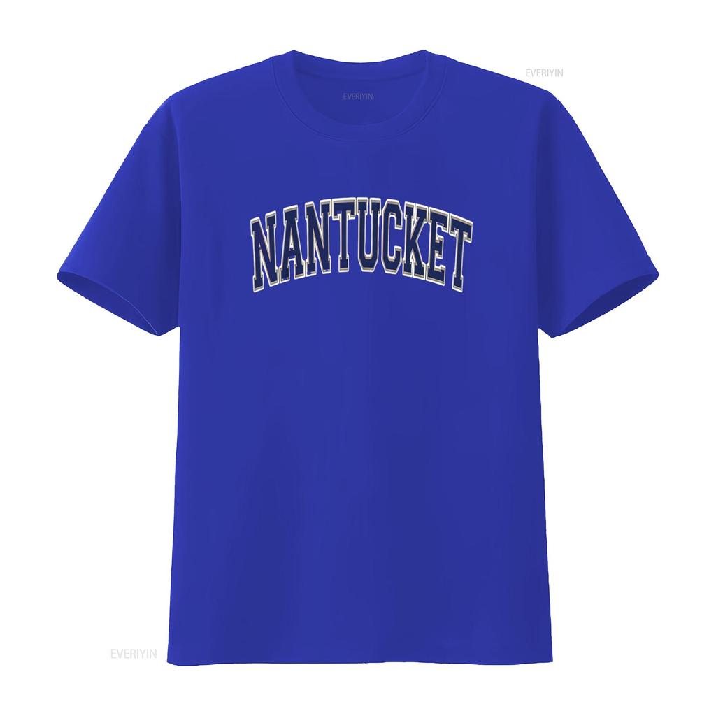Mens Nantucket Arched Dark Blue Text T Shirt vintage Washed Breathable graphic Slightly Soft Top For Everyday Wear Casual