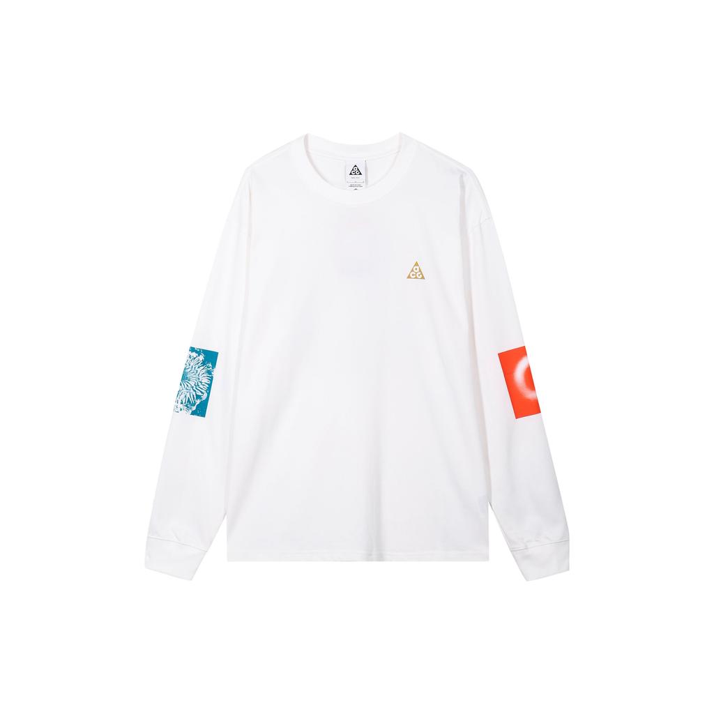 Nike ACG Series Letter Pattern Print Crew Neck Long Sleeve T-Shirt Men Tops White DX9453-100