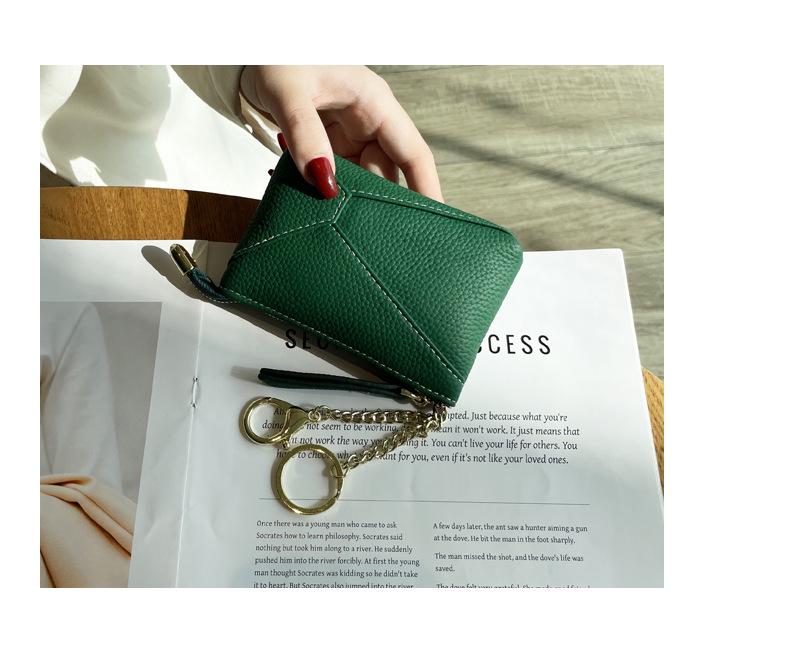 Cowhide Women's Zipper Coin Pouch - Multifunctional Small Purse & Key Holder