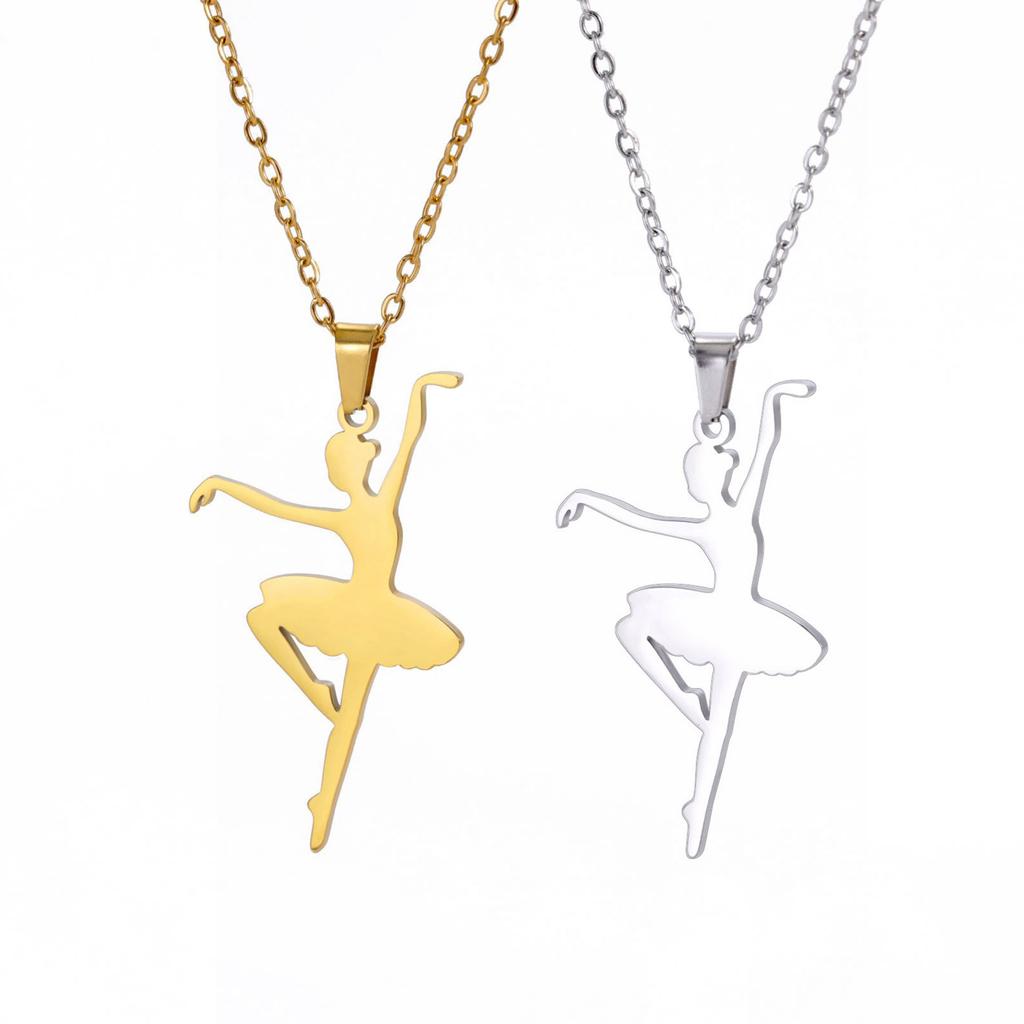 Элегантное ожерелье с подвеской в виде балерины, стильное ожерелье с подвеской в виде балерины, прочное украшение на шею из нержавеющей стали