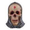 Realistic Human Skull Model Retro Resin Skull Head Statue with Hood Spooky Halloween Home Desktop