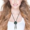 Боло-галстук для унисекс, Western Bolo Tie, винтажный кулон с цветком и глазом, веревка из искусственной кожи, регулируемый галстук-ожерелье