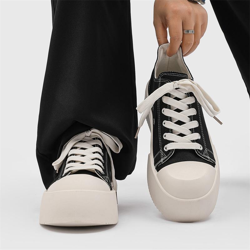 Spring New Retro Canvas Shoes Men's Height Increase Casual Versatile Classic Board Shoes Trendy Platform Men's Shoes