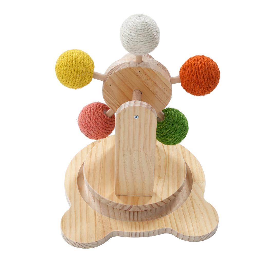 Деревянная основа для проигрывателя Игрушка-шарик для кошки Саморазвлечение Прочная конструкция Интерактивная когтеточка для кошек