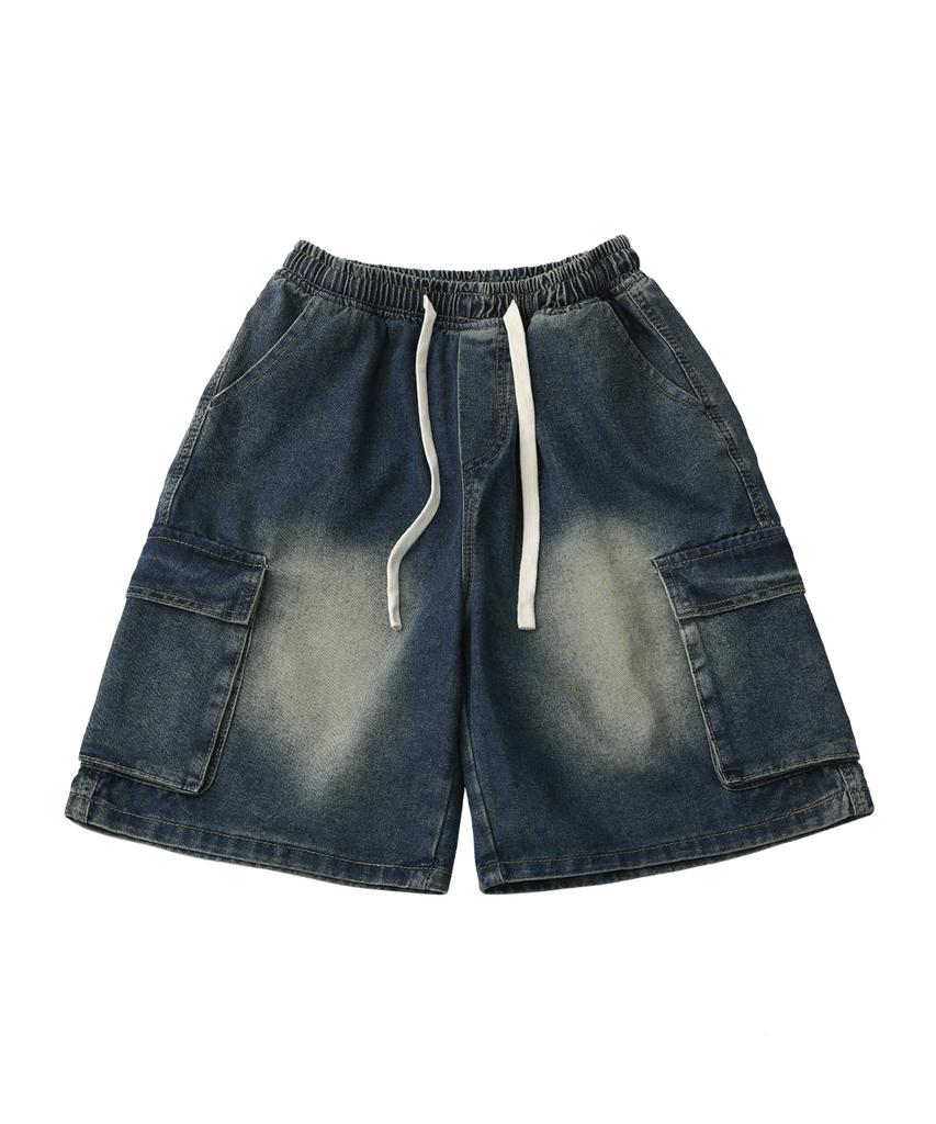 GOLDEN SUNSHINE Damage Cargo Denim Shorts_D/Blue