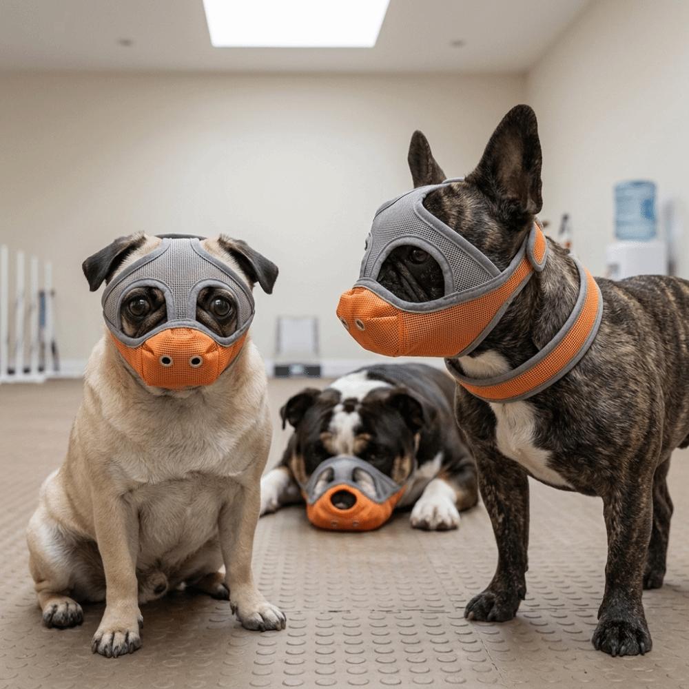 Mesh Structure Flat Face Dog Muzzle Adjustable Strap Pug Muzzle Breathable Muzzle Daily Training