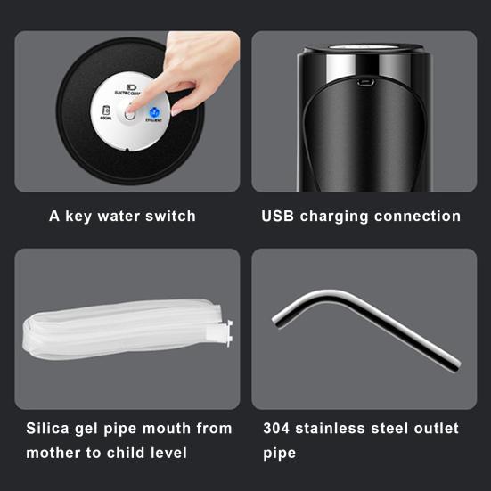 Электрический водяной насос, перезаряжаемый через USB, портативный, простой в использовании насос для бутылки с водой для домашнего офиса, кемпинга